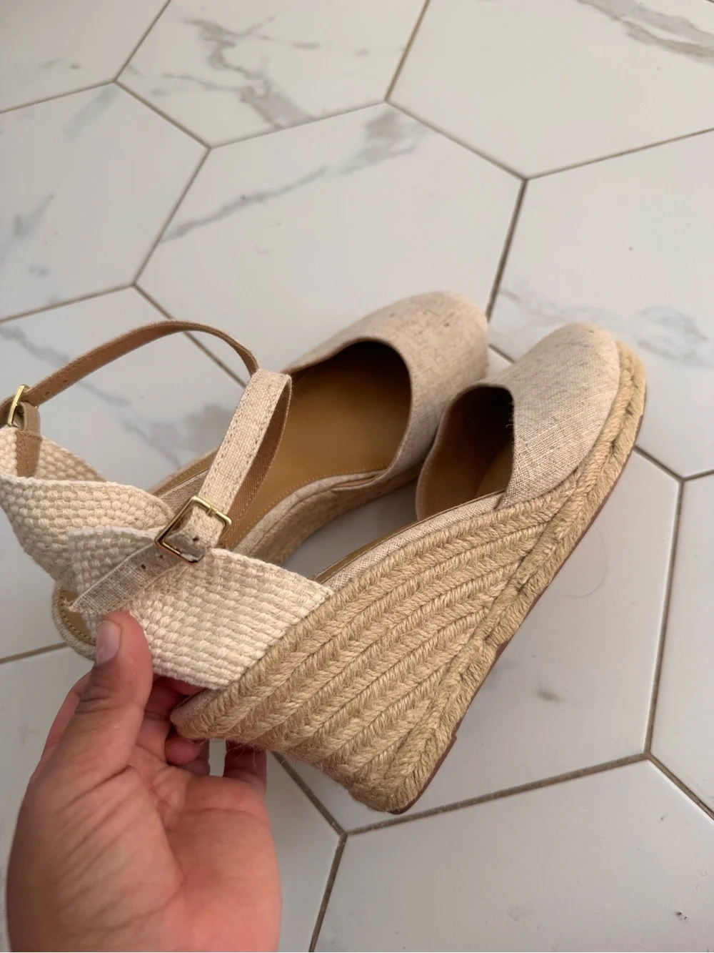 J. Crew Cream Espadrille Ankle-Strap Wedge Sandals NWOB- New Never Worn